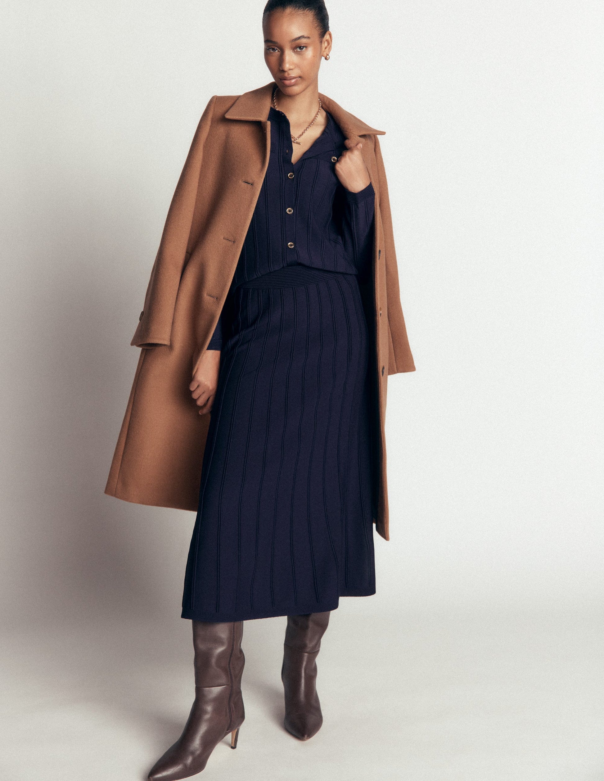 Ottoman Stitch Cardigan-Navy-4