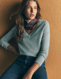 Elsie Cashmere V Neck Jumper-Clear Sky