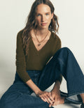 Elsie Cashmere V Neck Jumper-Hunter Green