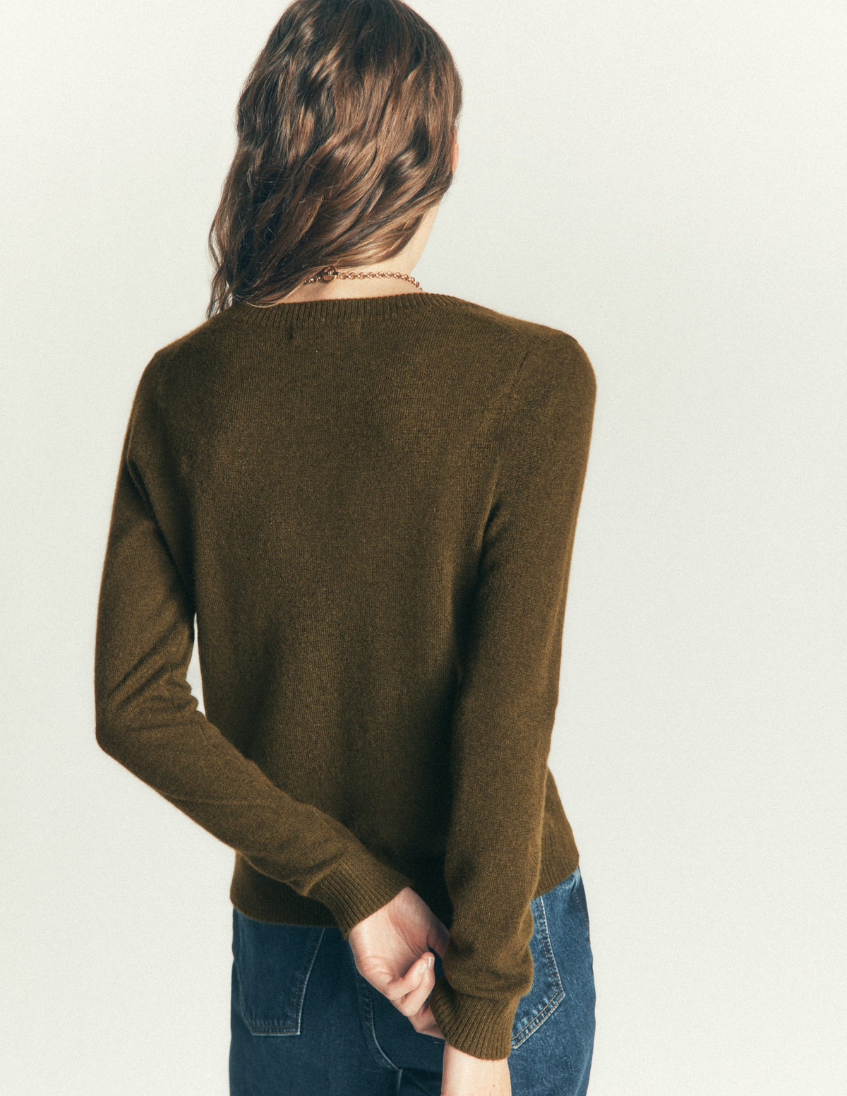 Elsie Cashmere V Neck Jumper-Hunter Green-3