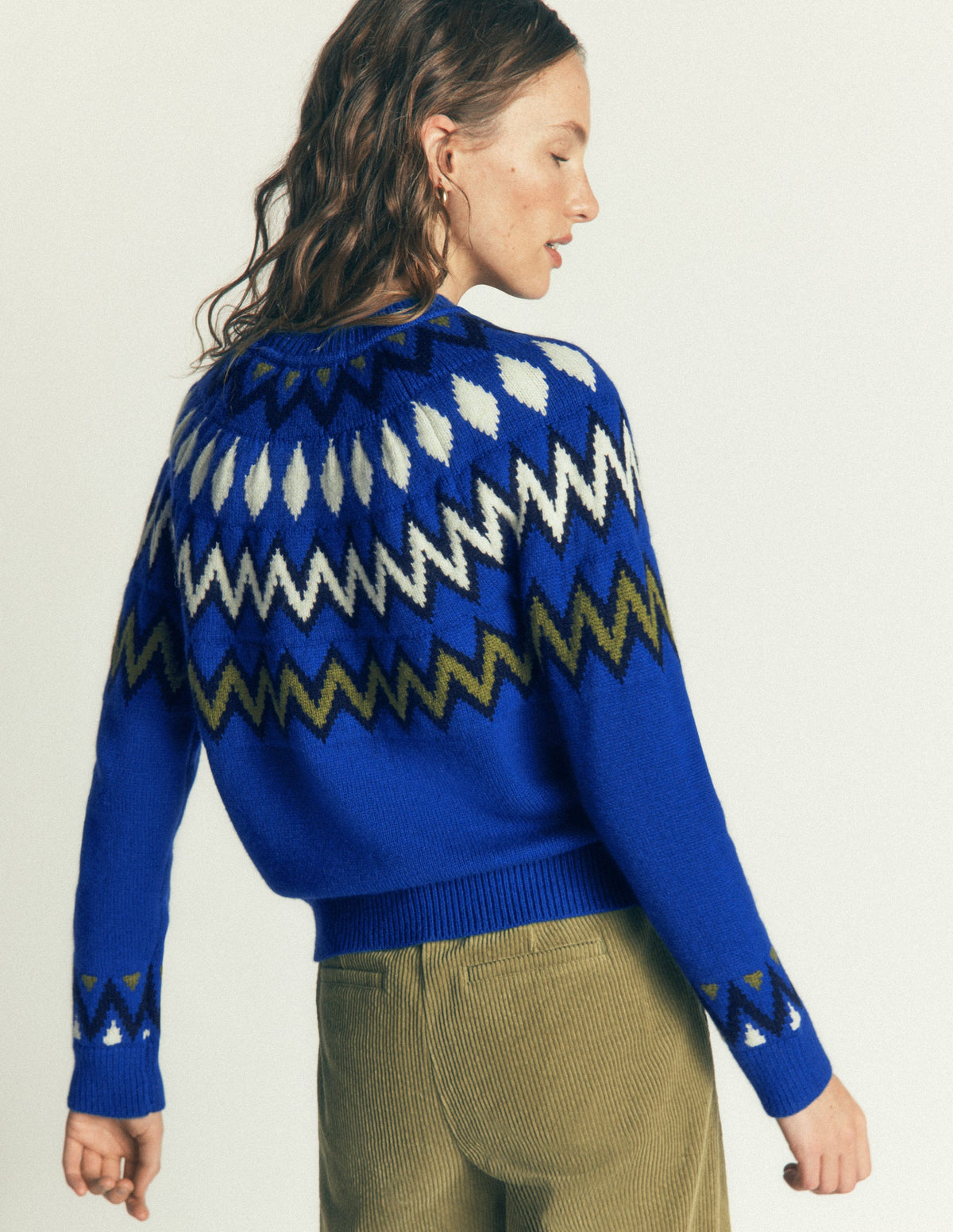Mae Fair Isle Knitted Jumper-Blue, Fair Isle - Image 3