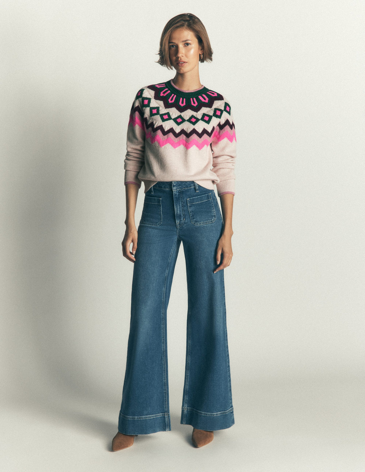 Mae Fair Isle Knitted Jumper-Mink, Fair Isle - Image 5