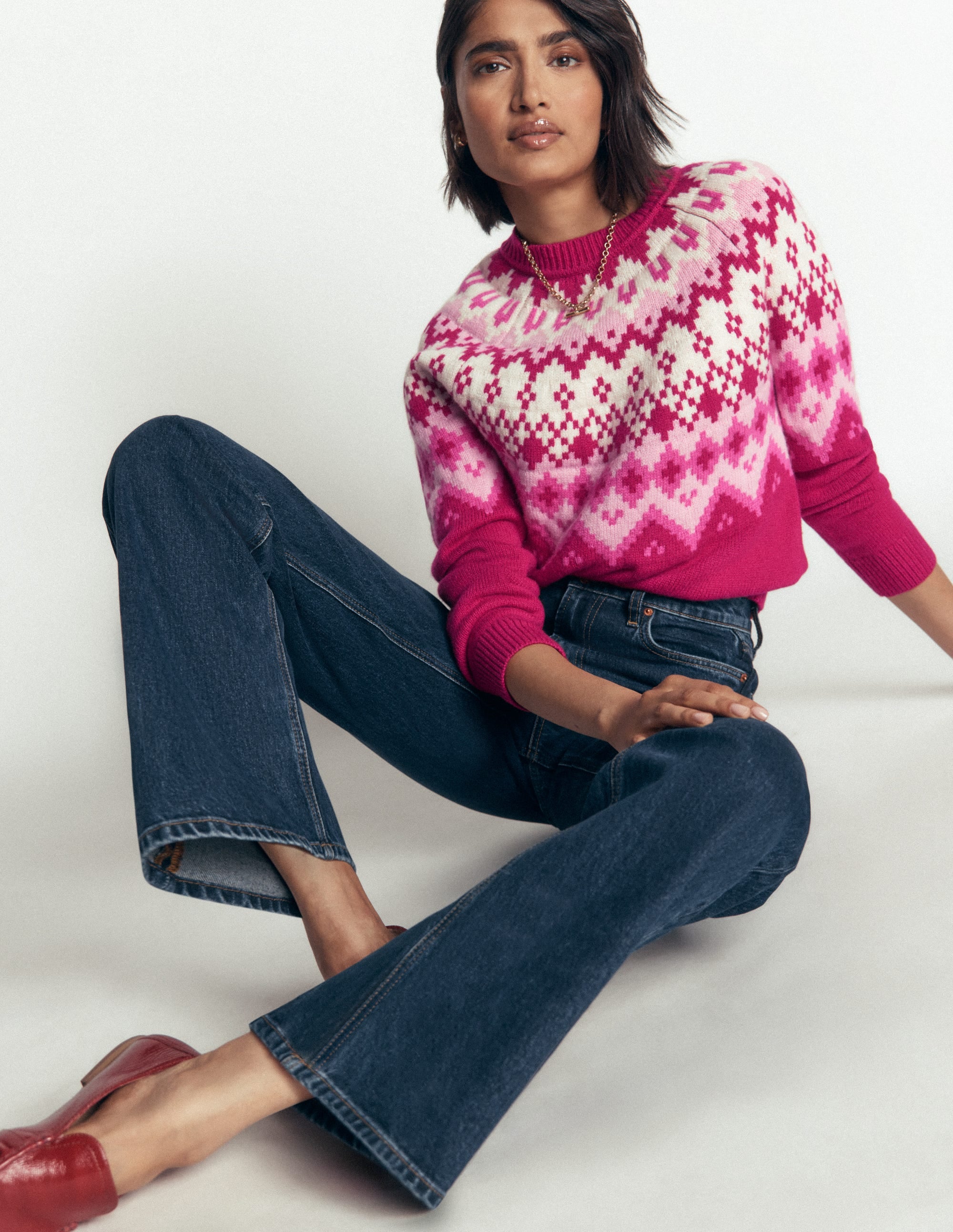 Mae Fair Isle Knitted Jumper-Red Bud Melange - Image 2