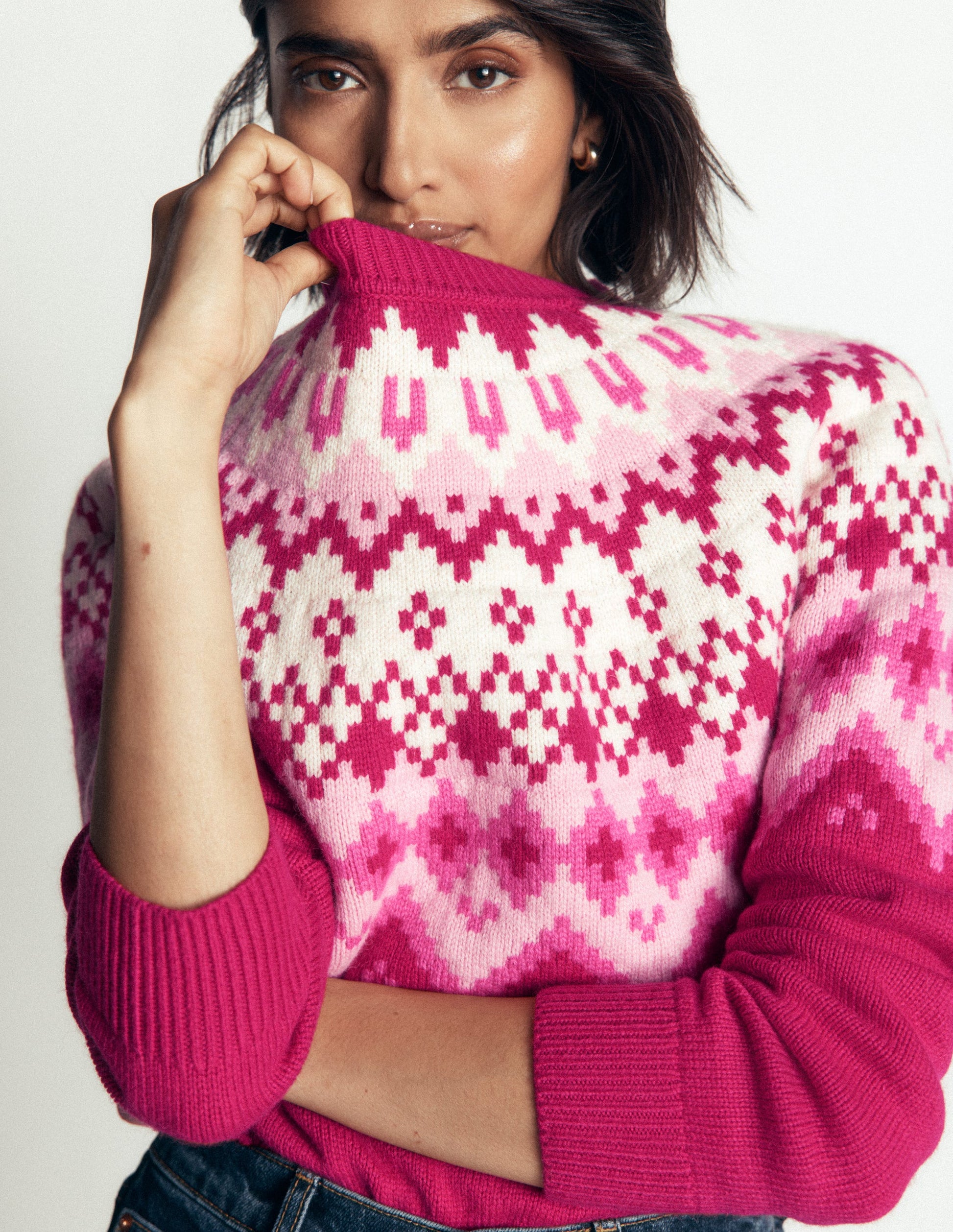 Mae Fair Isle Knitted Jumper-Red Bud Melange-3