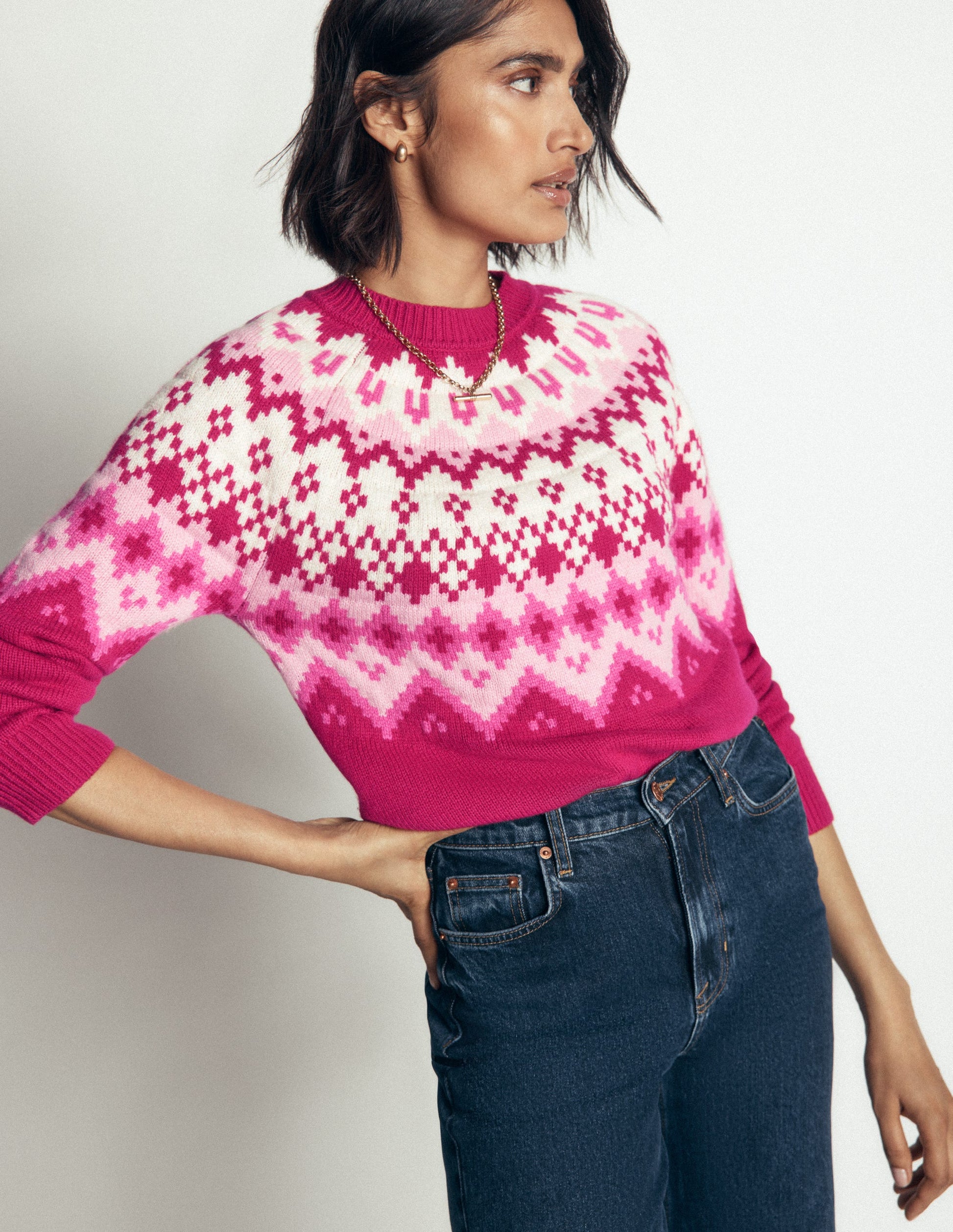 Mae Fair Isle Knitted Jumper-Red Bud Melange-6