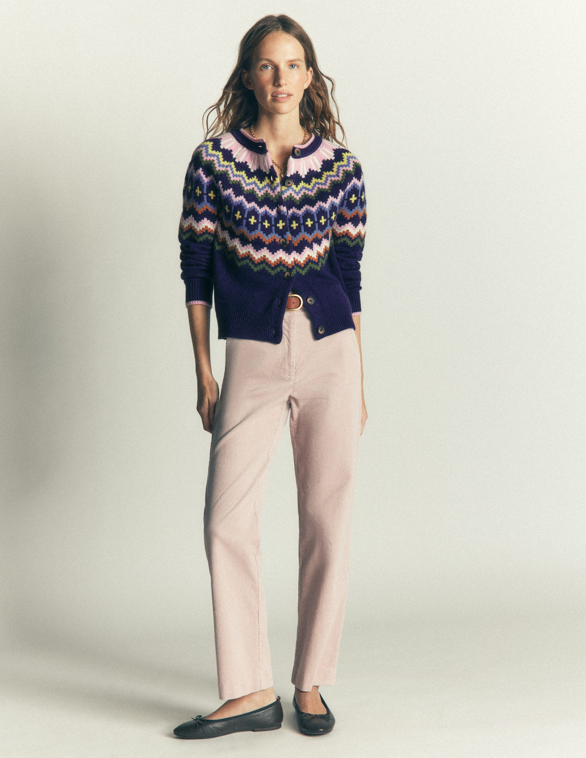 Mae Fair Isle Cardigan-Navy fair isle - Image 6