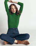 Elsie Cashmere Roll Neck-Fresh Green