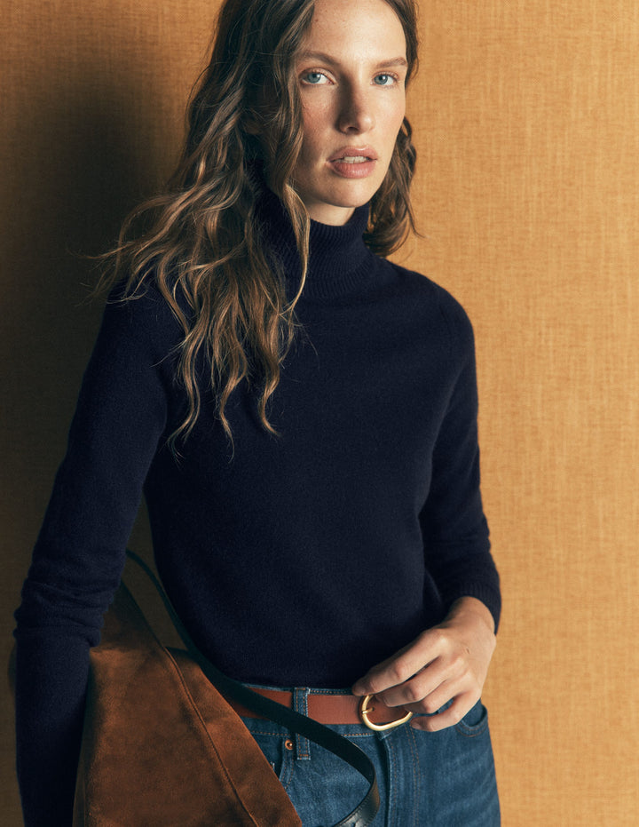 Elsie Cashmere Roll Neck-Navy