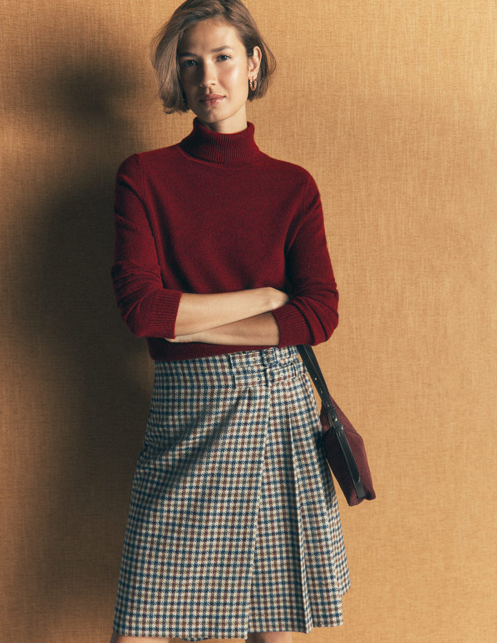 Elsie Cashmere Roll Neck-Deep Burgundy