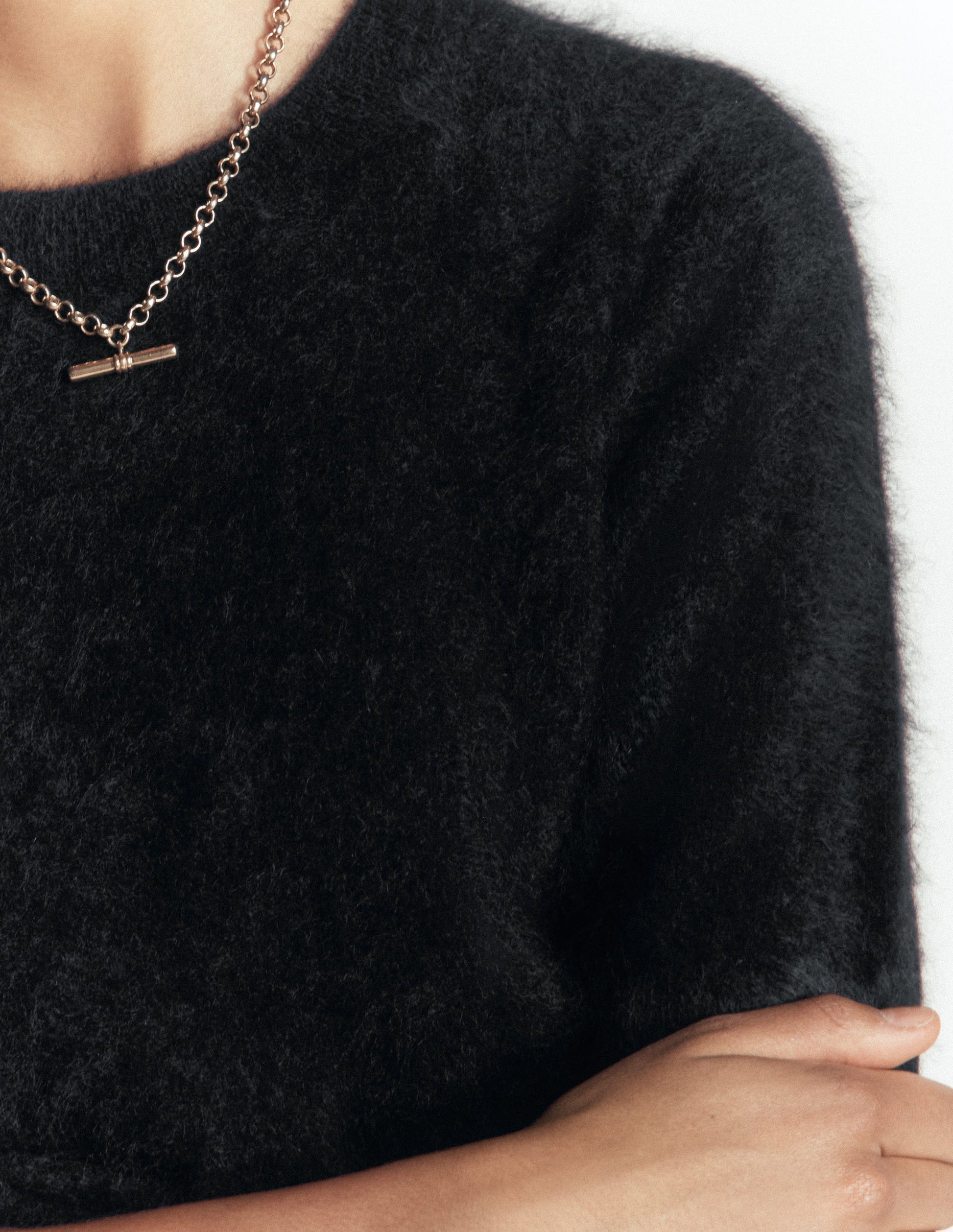 Kat Brushed Cashmere T-shirt-Black-2