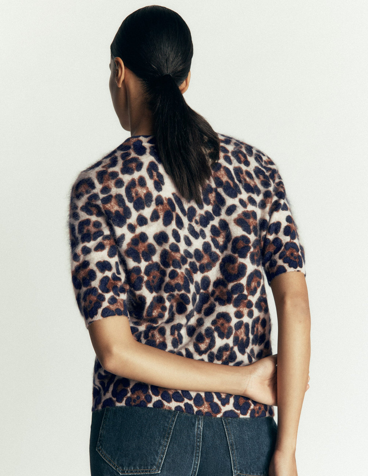 Kat Brushed Cashmere T-shirt-Camel, Leopard-3