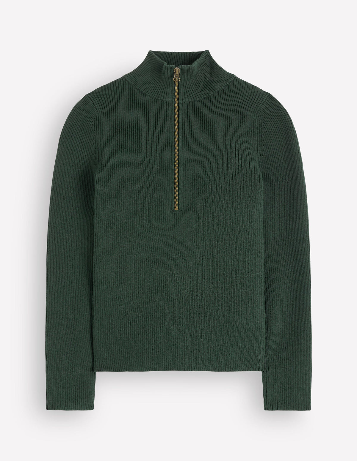 Zelda Half-Zip Ribbed Jumper-Forest Glade-5