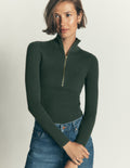 Zelda Half-Zip Ribbed Jumper-Forest Glade