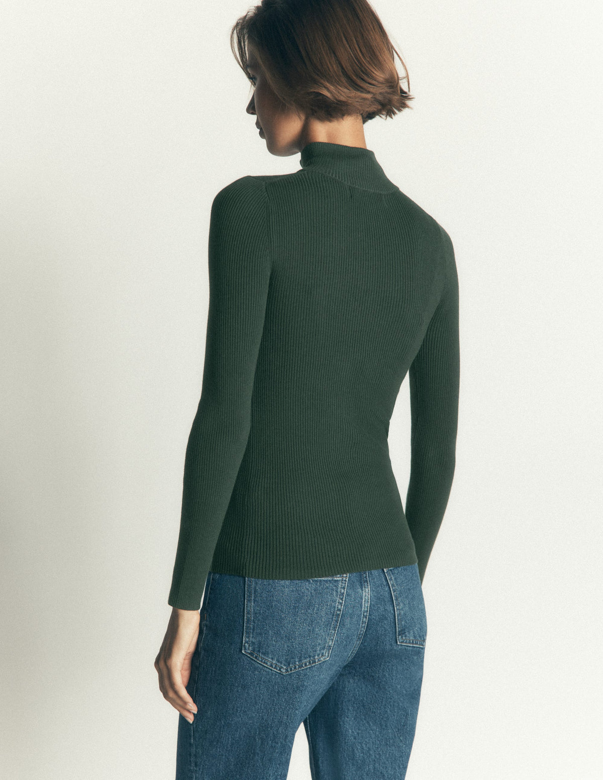 Zelda Half-Zip Ribbed Jumper-Forest Glade-3