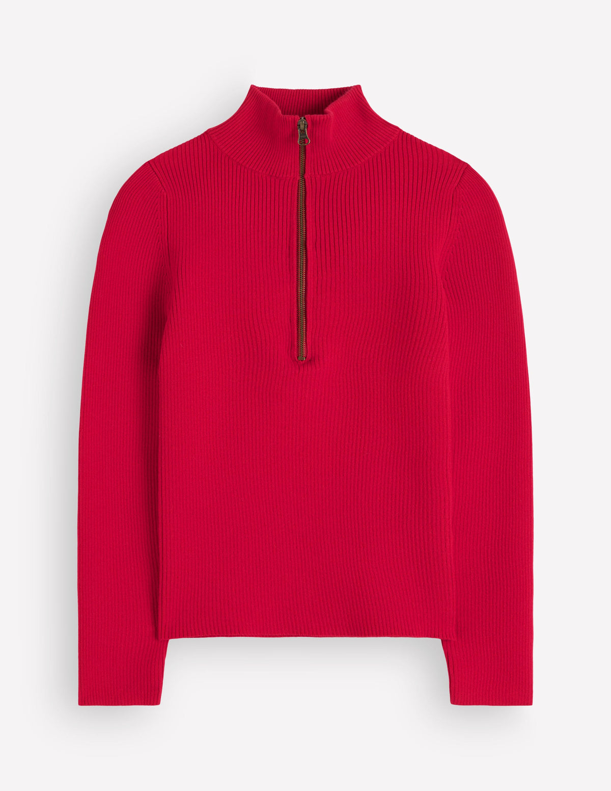 Zelda Half-Zip Ribbed Jumper-Merida Red - Image 5
