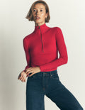 Zelda Half-Zip Ribbed Jumper-Merida Red