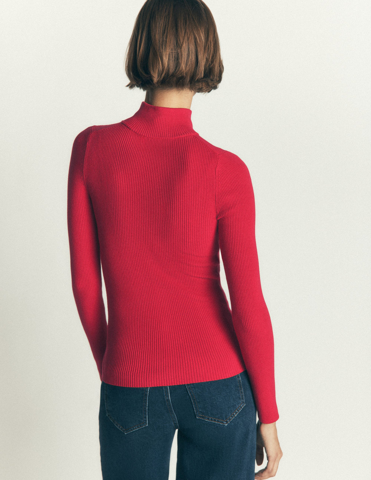 Zelda Half-Zip Ribbed Jumper-Merida Red-3