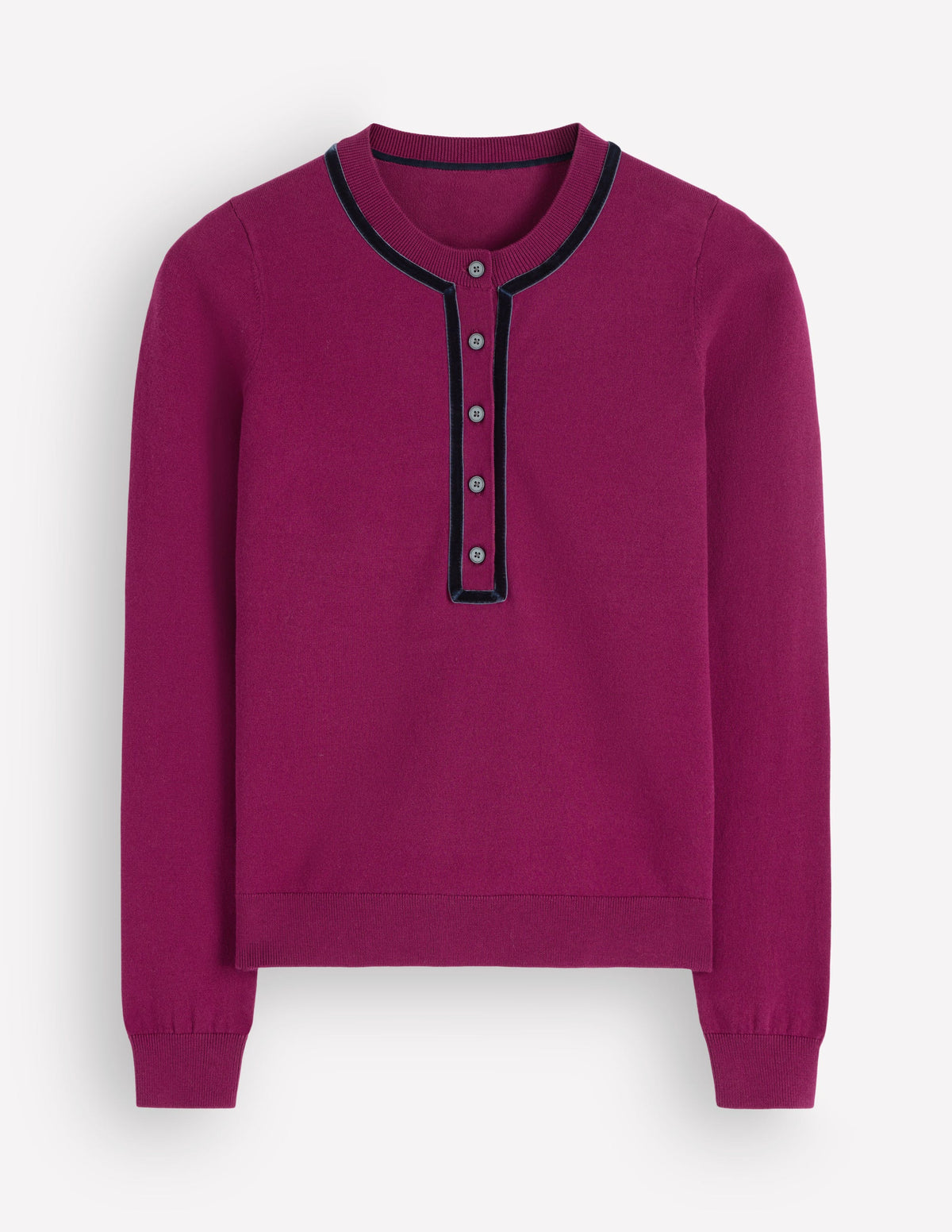 Violet Velvet Trim Henley-Purple-5
