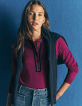 Violet Velvet Trim Henley-Purple