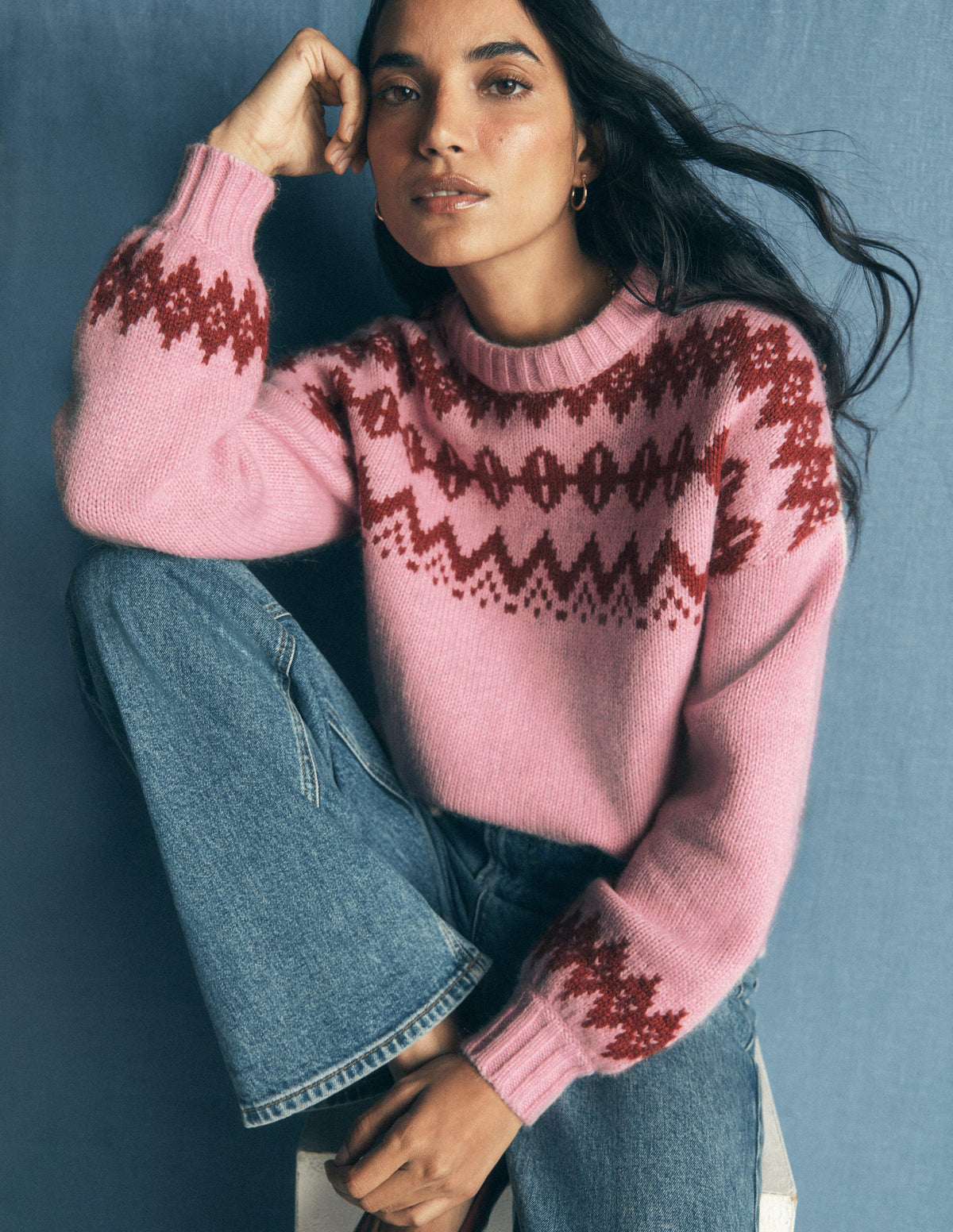 Chunky Fair Isle Jumper-Spring Blossom Pink, Fair Isle-2
