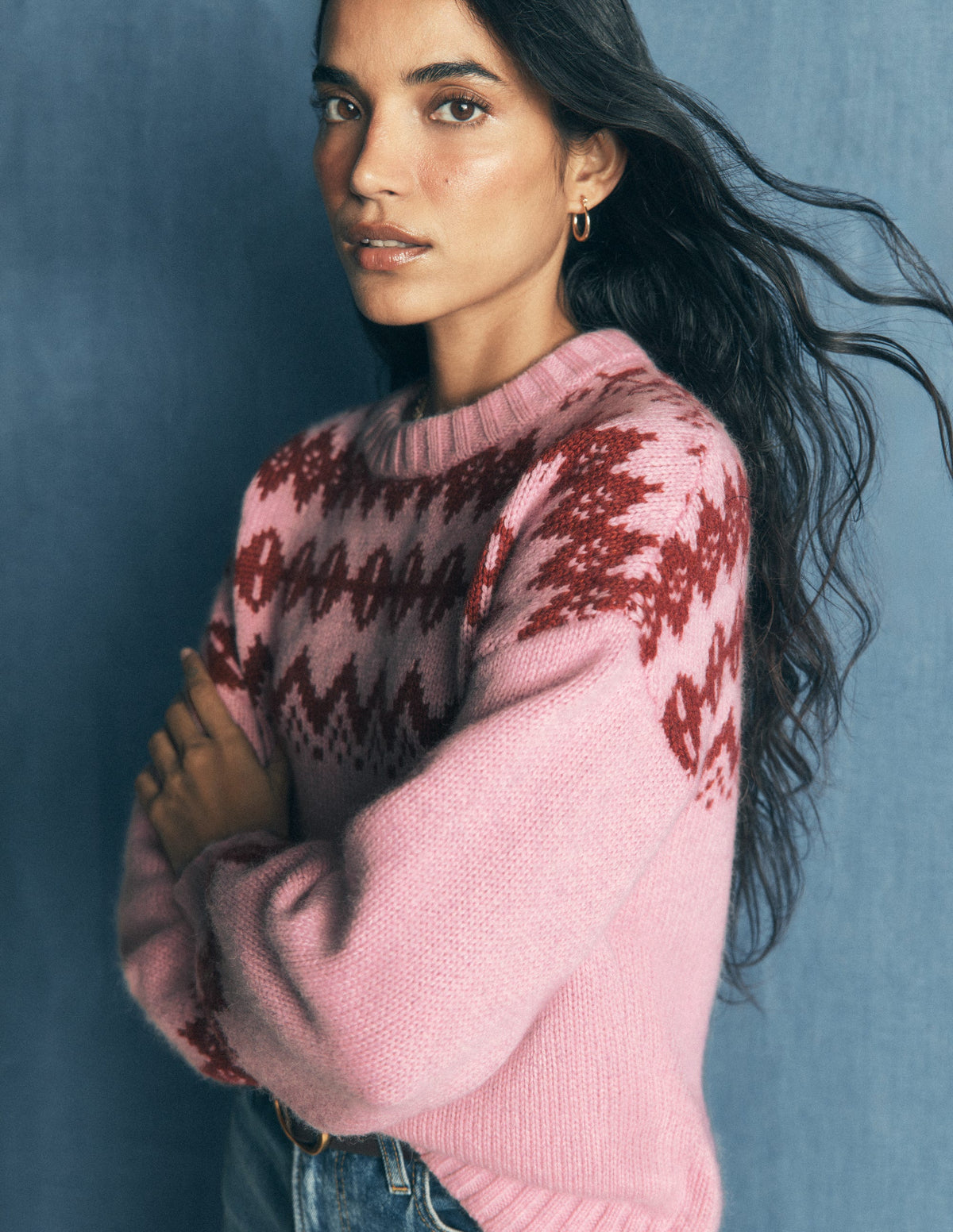 Chunky Fair Isle Jumper-Spring Blossom Pink, Fair Isle - Image 6