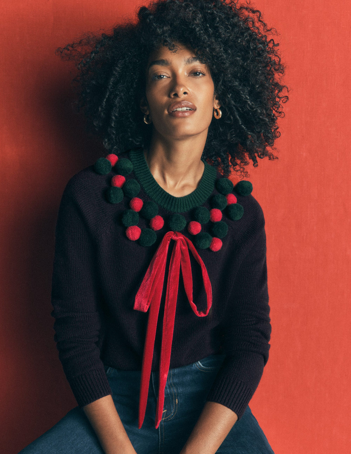 Mae Novelty Jumper-Navy Wreath-1