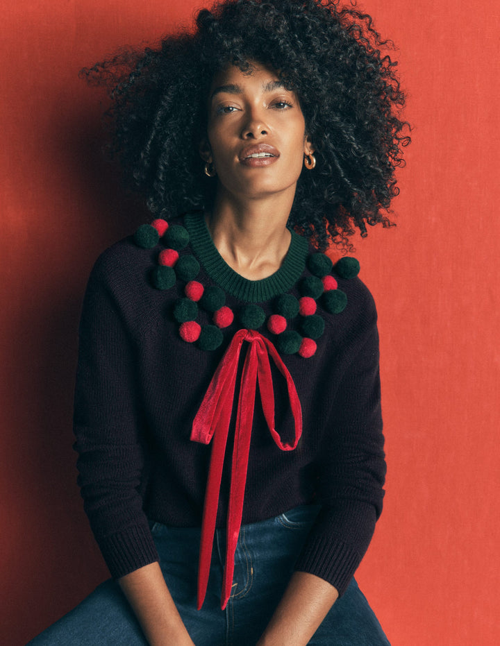 Mae Novelty Jumper-Navy Wreath