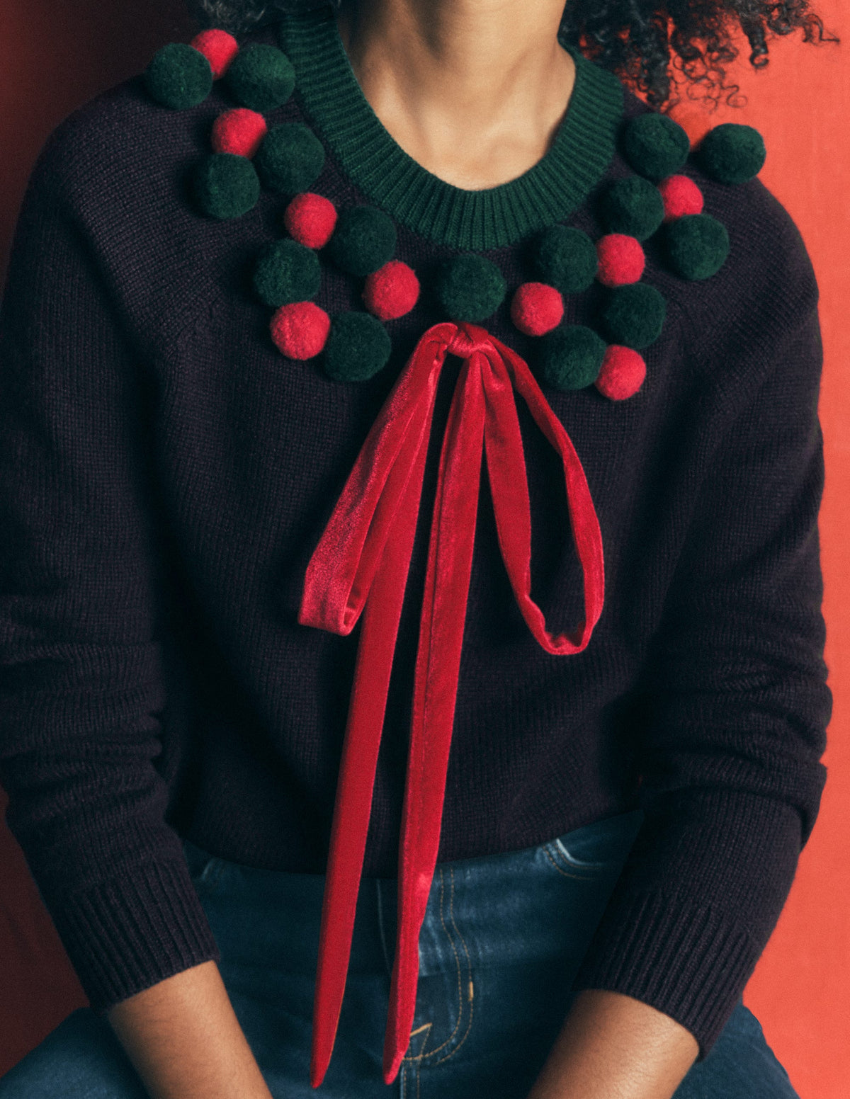 Mae Novelty Jumper-Navy Wreath-2