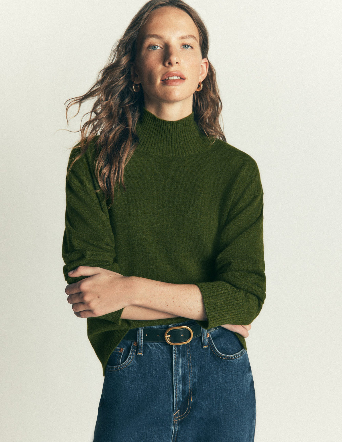 Fay High Neck Cashmere Jumper-Kale Leaf Melange - Image 4