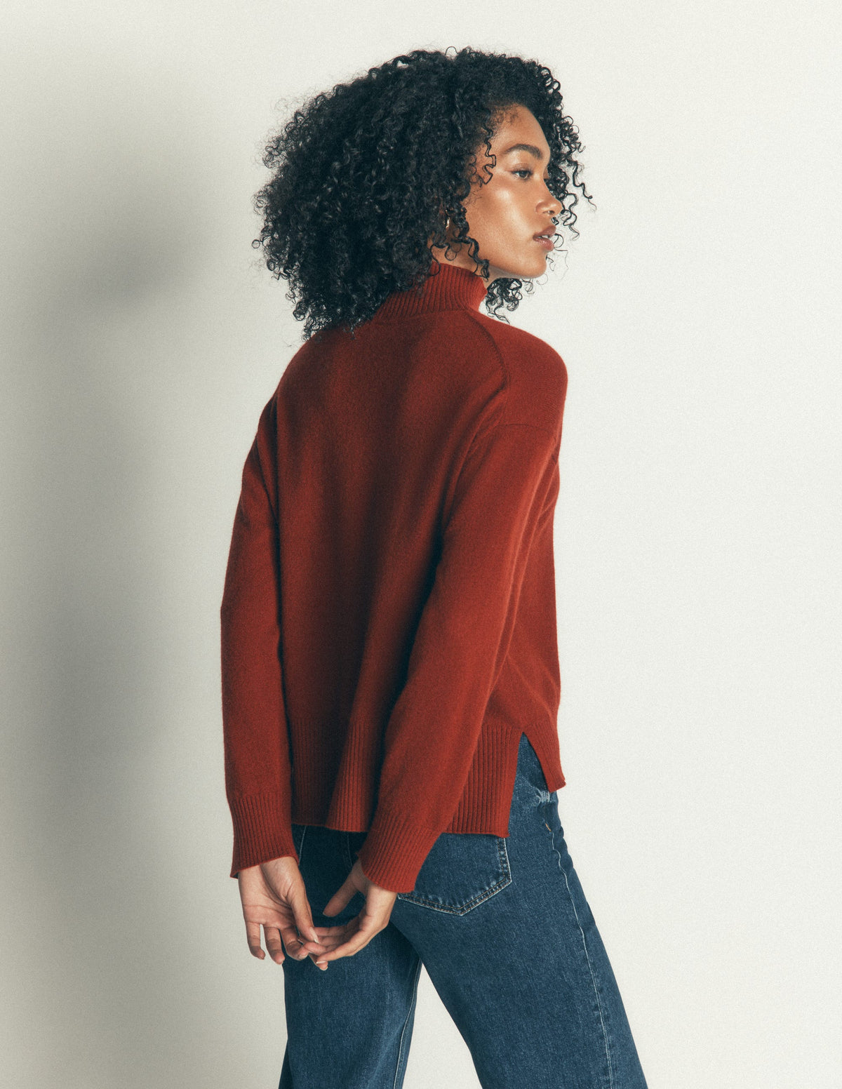 Fay High Neck Cashmere Jumper-Burnt Orange-3