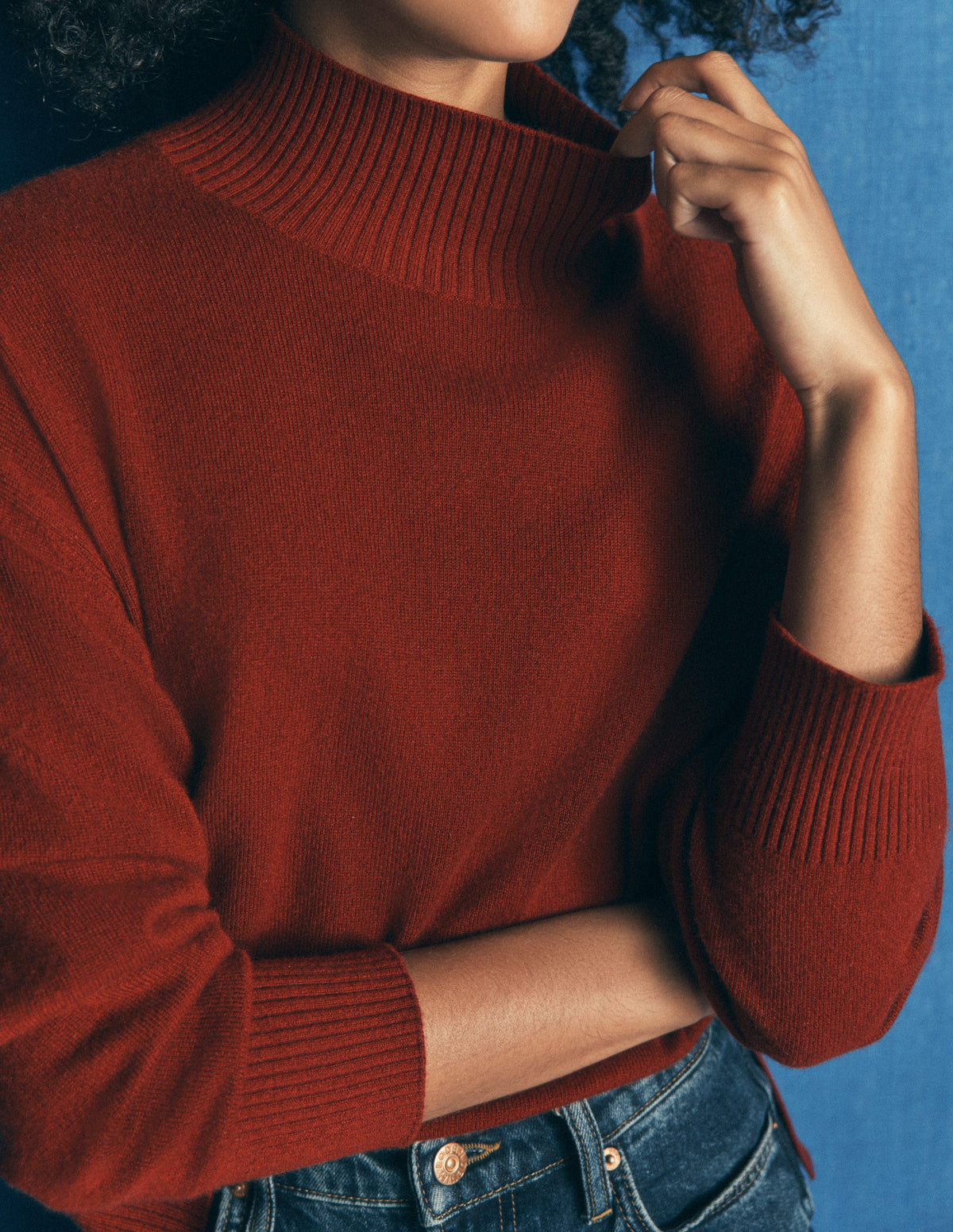 Fay High Neck Cashmere Jumper-Burnt Orange - Image 5