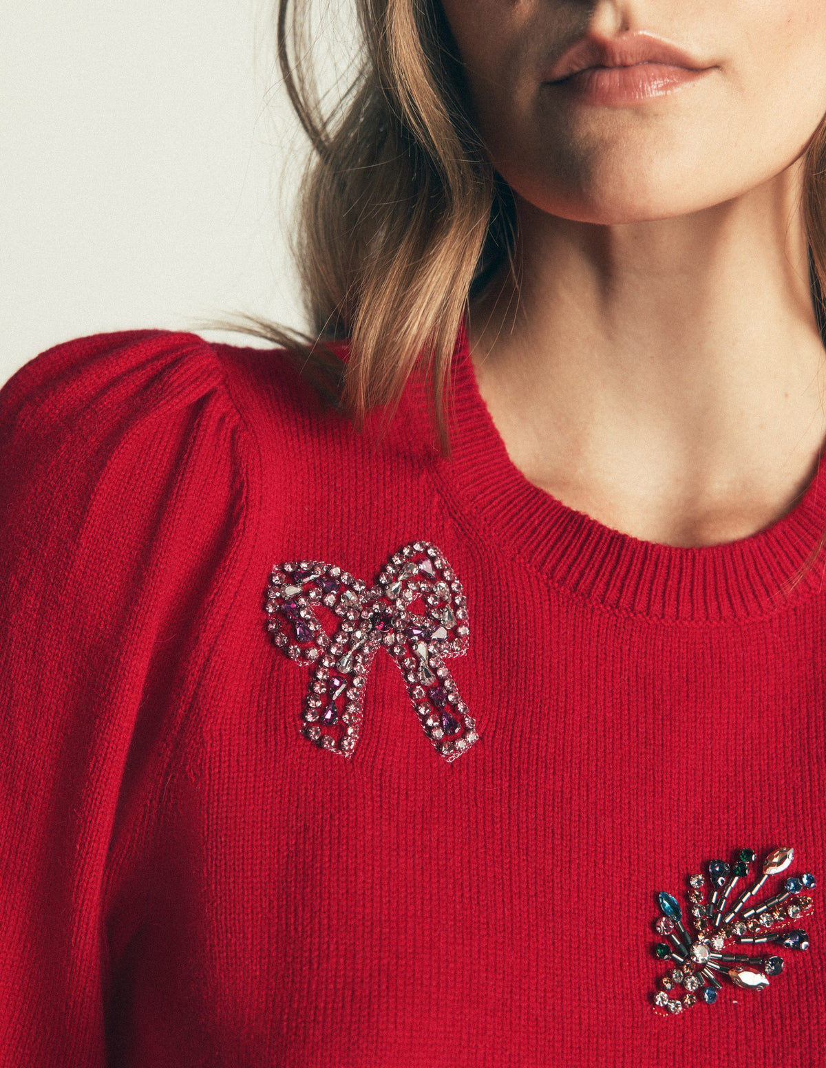 Ria Embellished Knit Jumper-Red Christmas-3