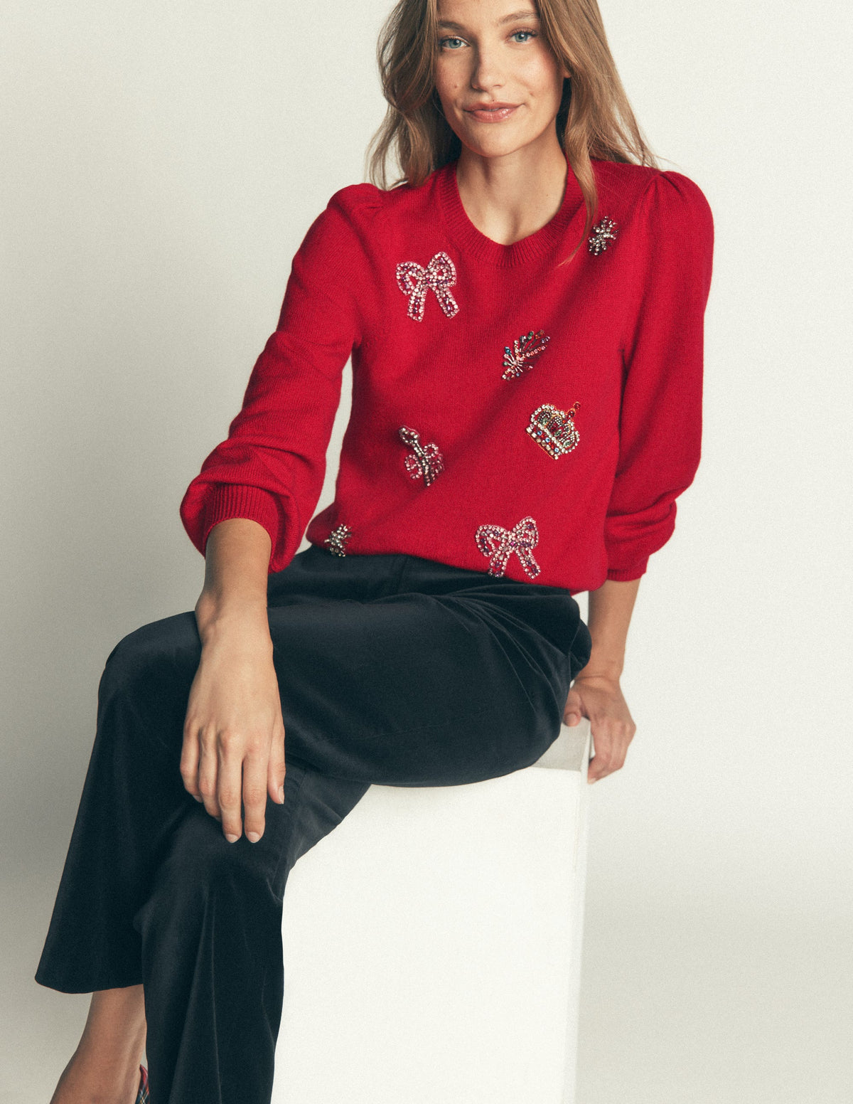 Ria Embellished Knit Jumper-Red Christmas - Image 4