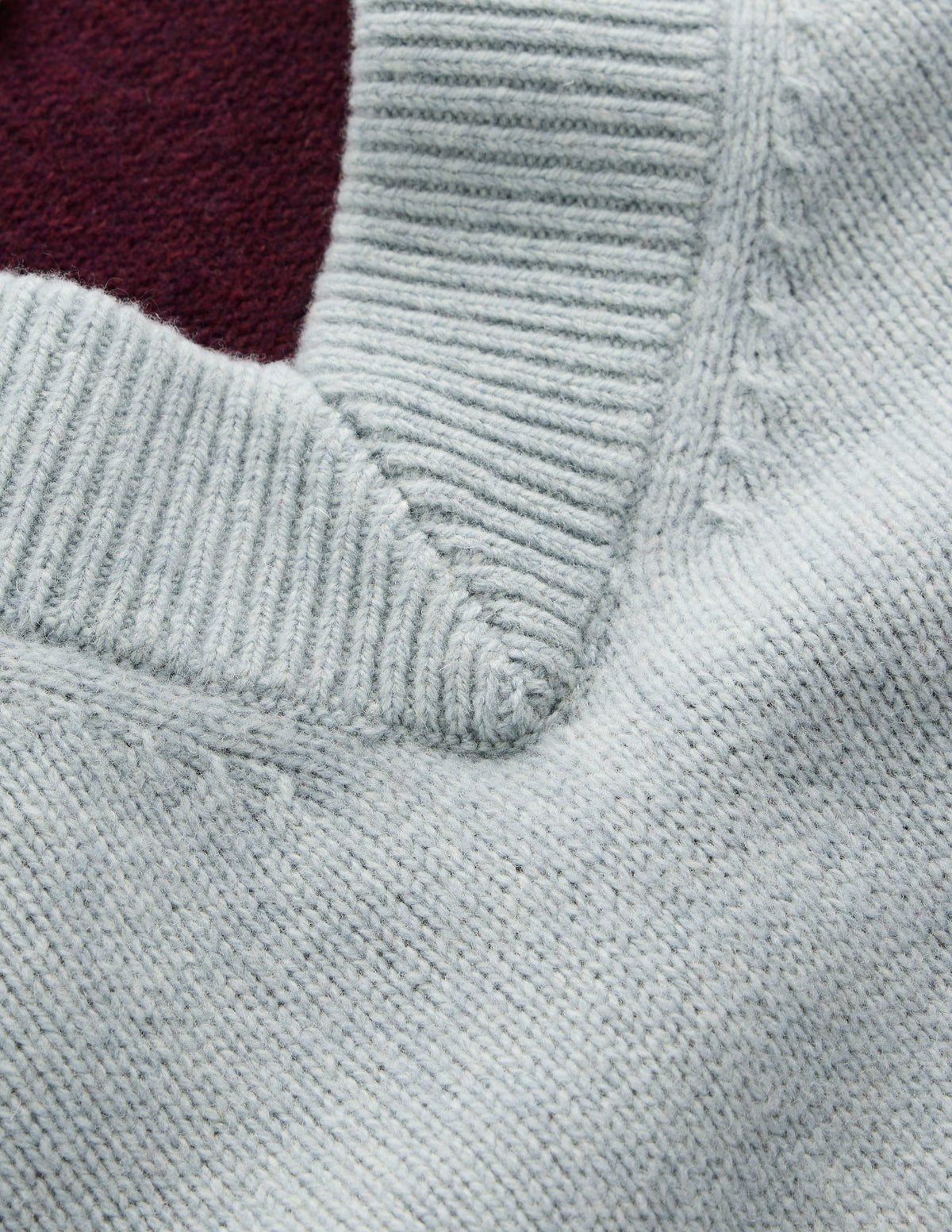 Marta Merino V Neck Jumper-Seamist Blue Colour Block-6