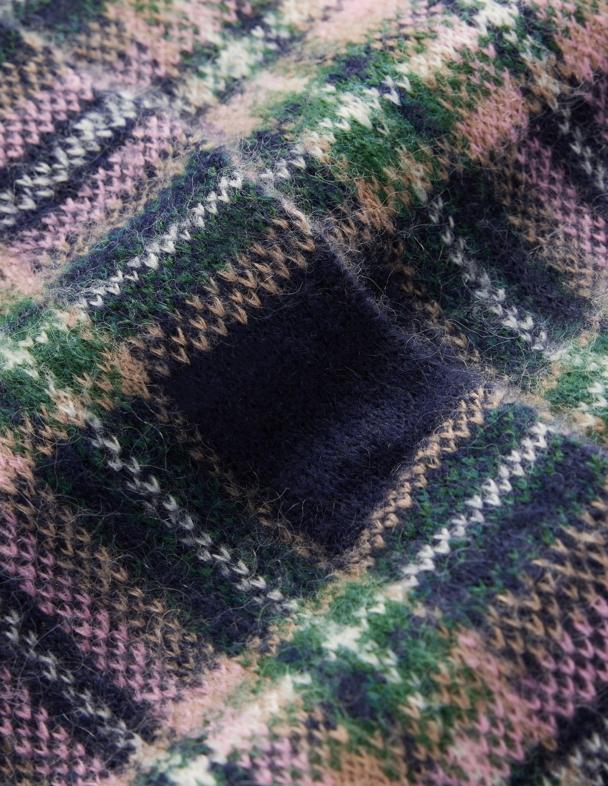 Fluffy Jacquard Cardigan-Navy, Green and Pink Check-8