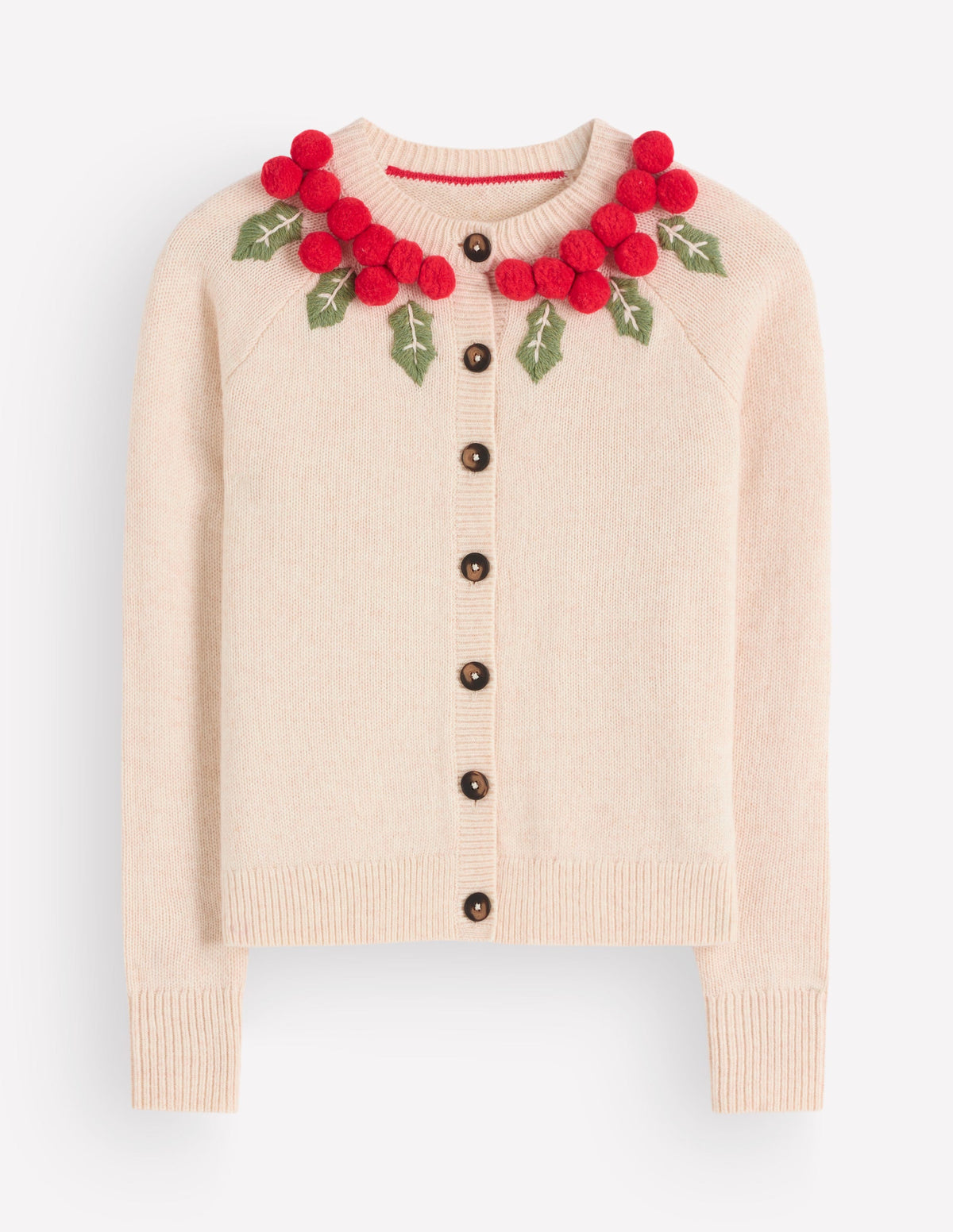 Mae Novelty Cardigan-Ivory, Holly wreath-5