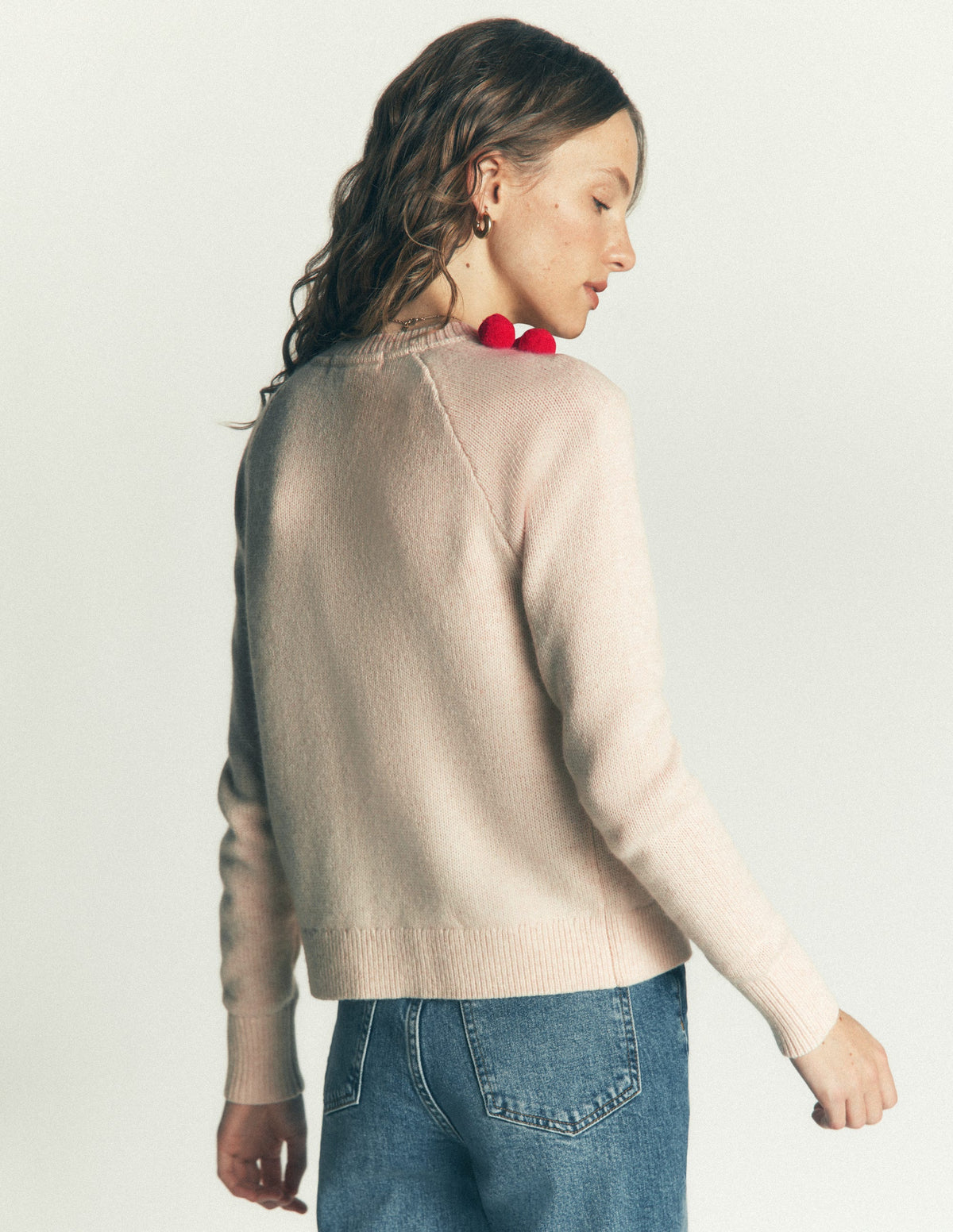 Mae Novelty Cardigan-Ivory, Holly wreath - Image 3