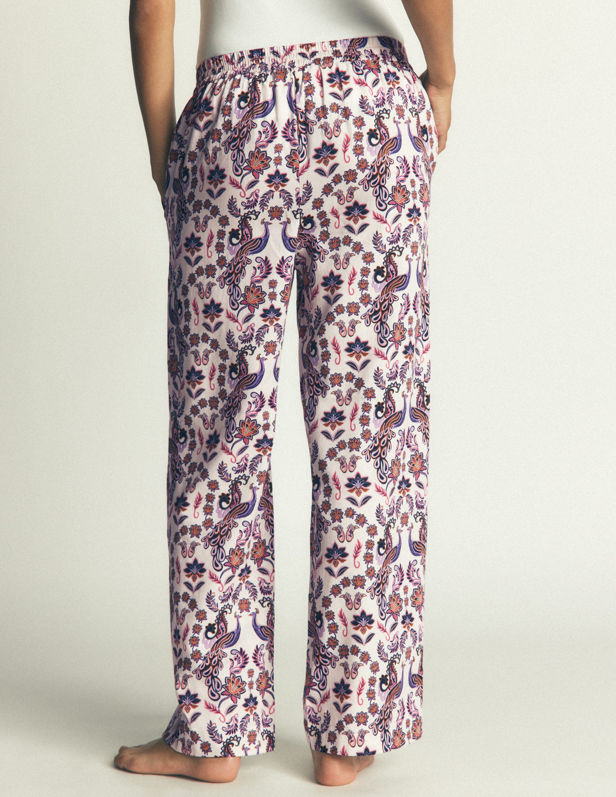 Cotton Pyjama Trousers-White Peacock - Image 3
