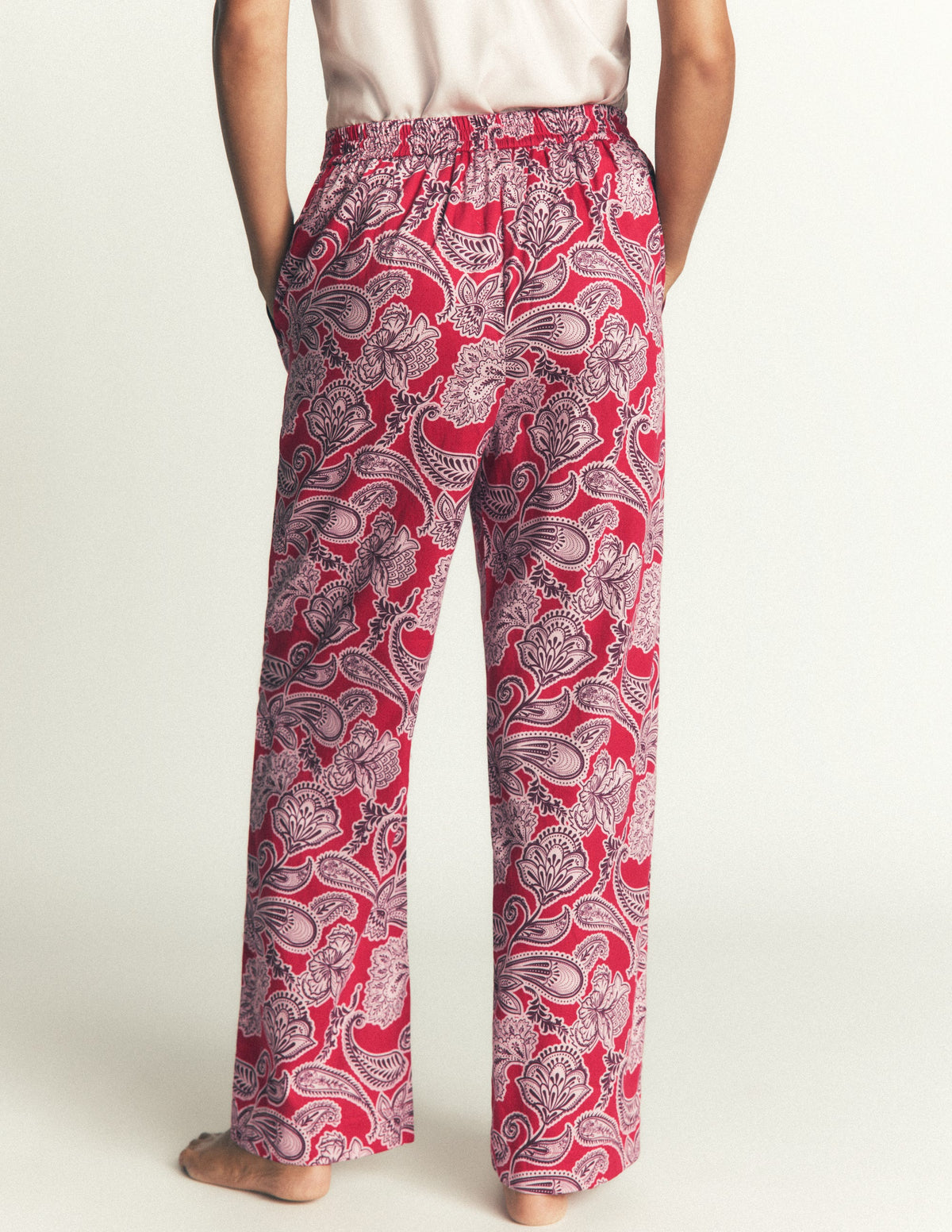 Cotton Pyjama Trousers-Red Floral-3
