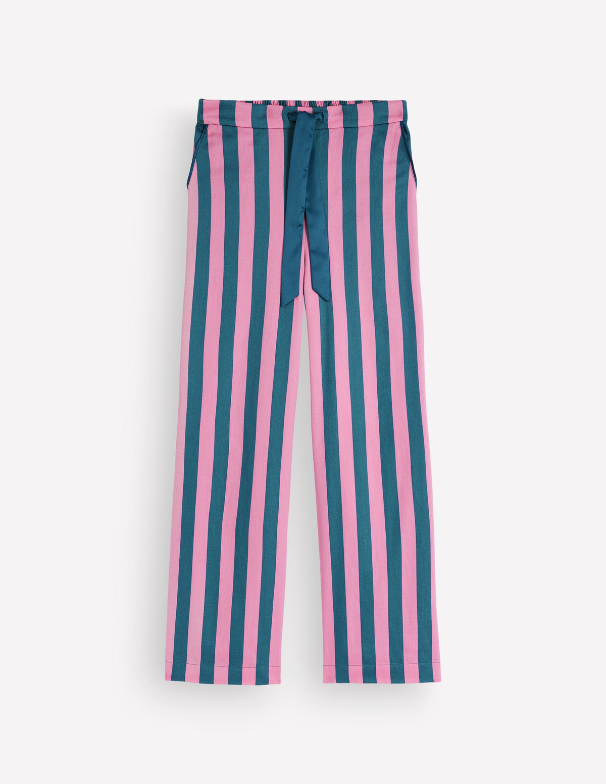 Cotton Pyjama Trousers-Pink And Blue Stripe-5