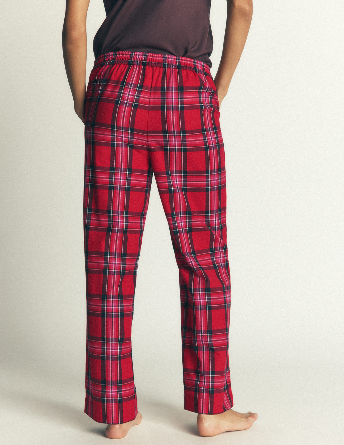 Brushed Cotton Pyjama Trousers-Red Check - Image 3