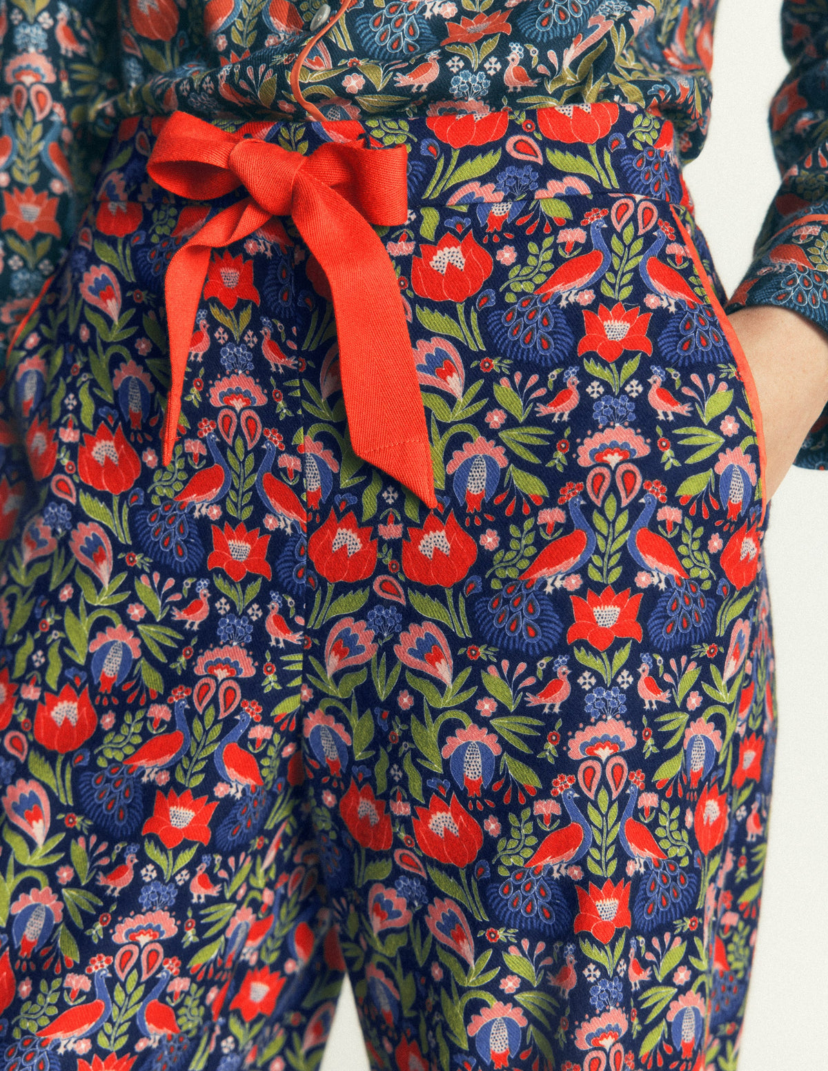 Brushed Cotton Pyjama Trousers-Orange Blossom-2