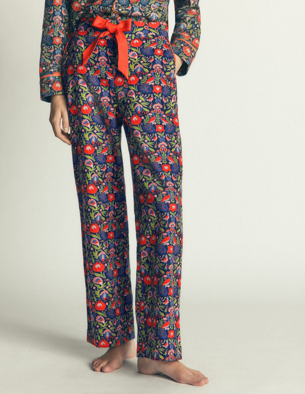 Brushed Cotton Pyjama Trousers-Orange Blossom-4