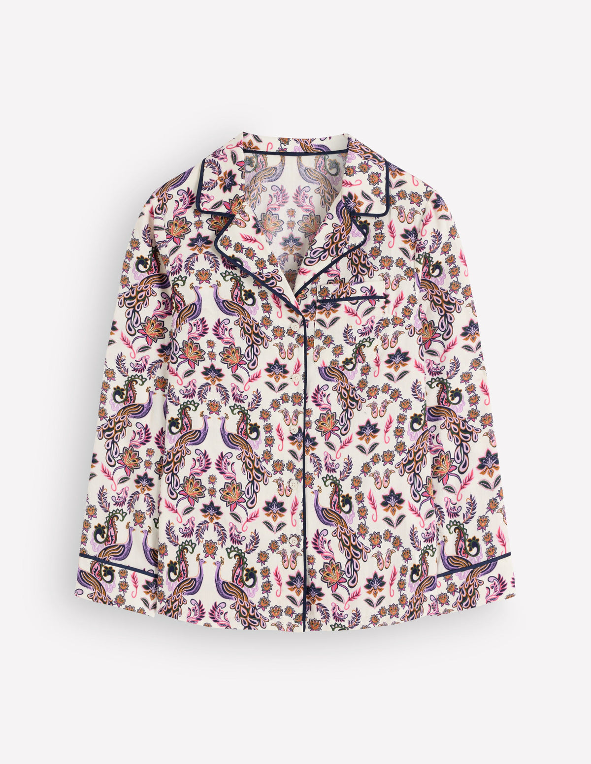 Cotton Pyjama Shirt-White Peacock-5