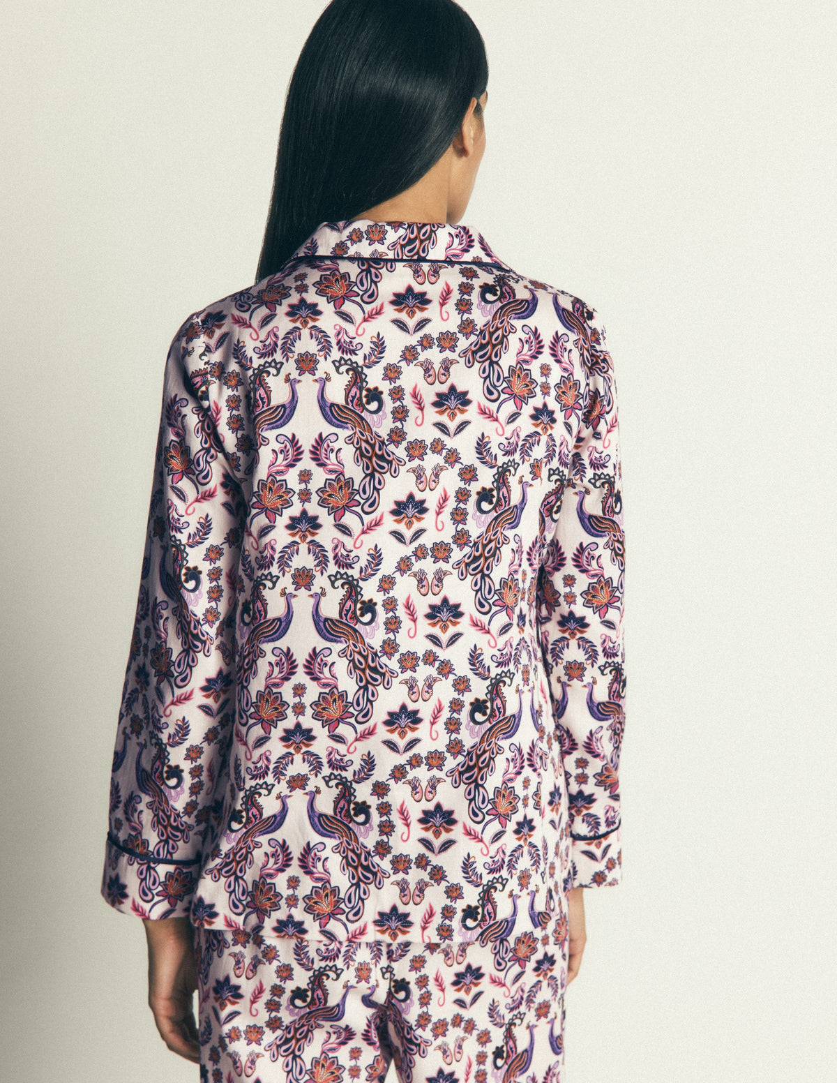 Cotton Pyjama Shirt-White Peacock-3
