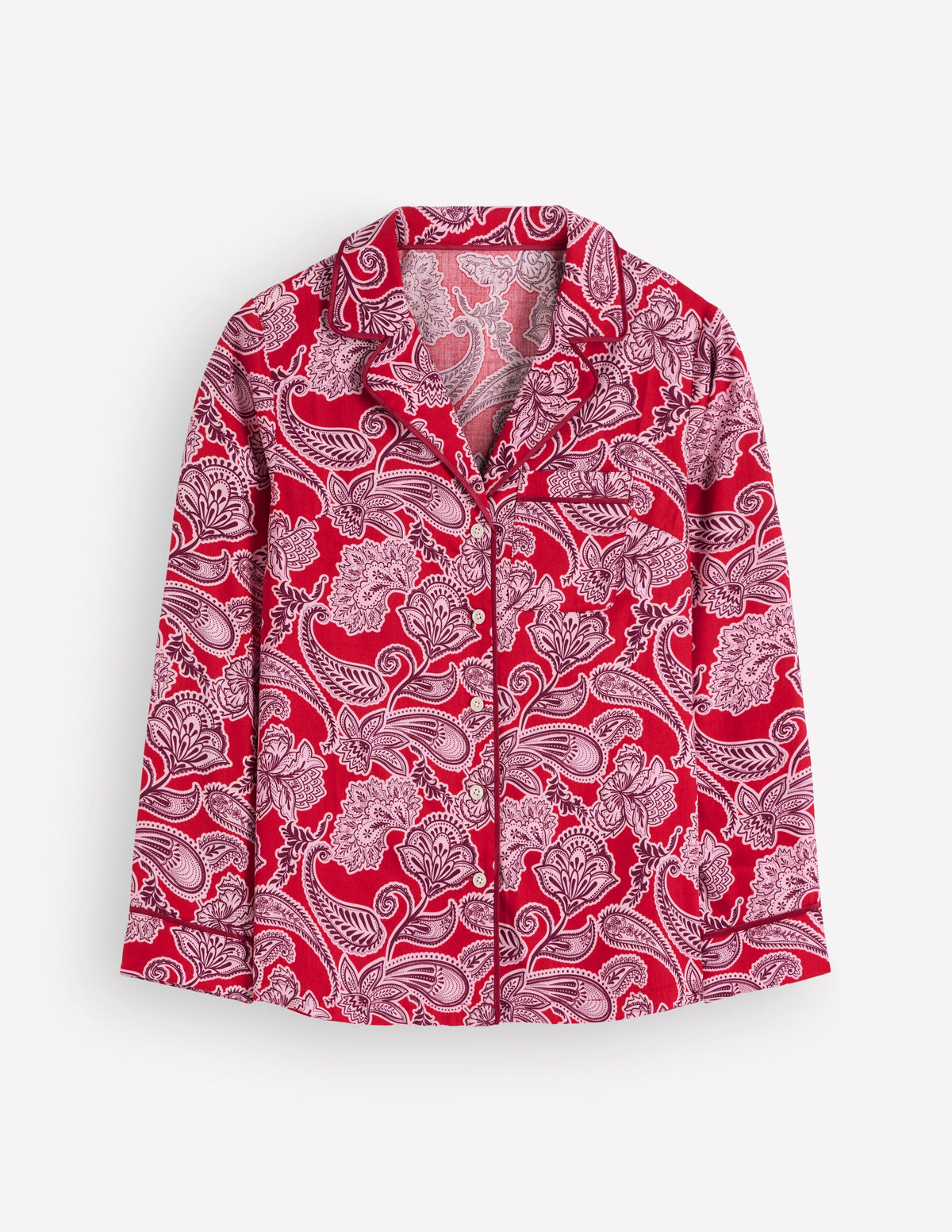 Cotton Pyjama Shirt-Red Floral - Image 6