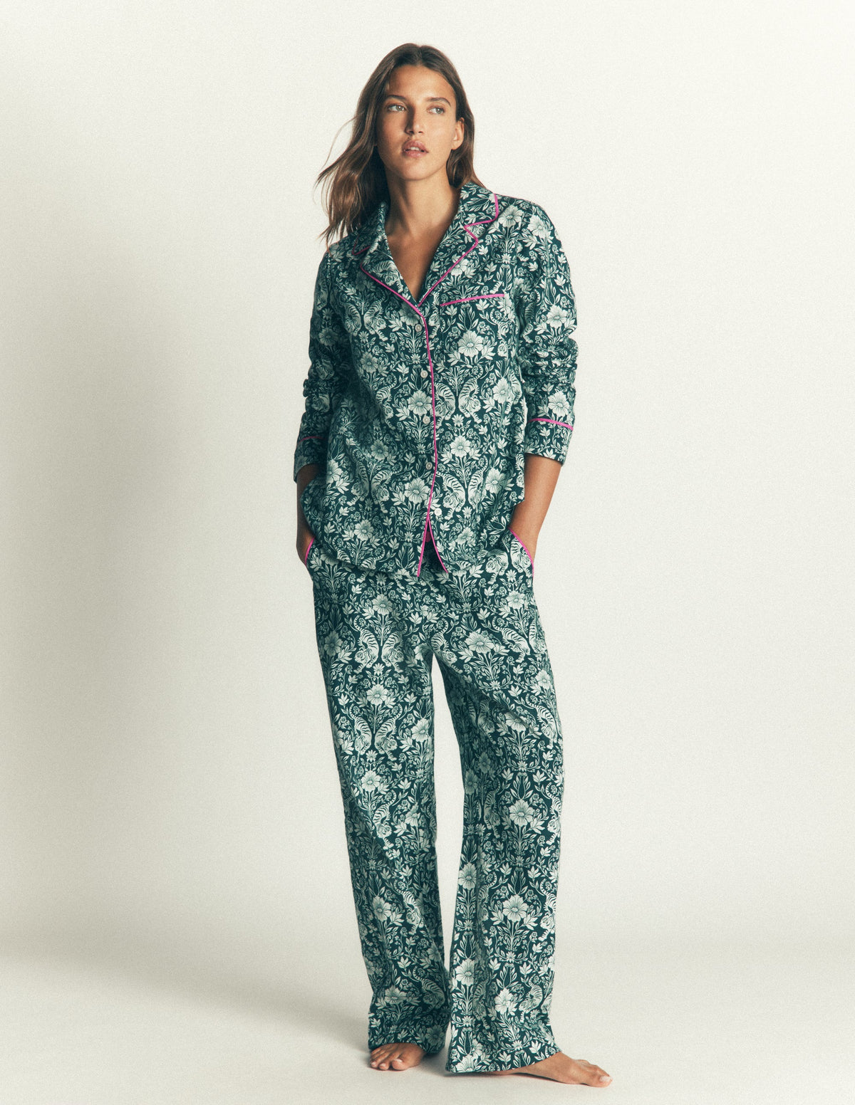 Brushed Cotton Pyjama Shirt-Flourishing Tiger-4