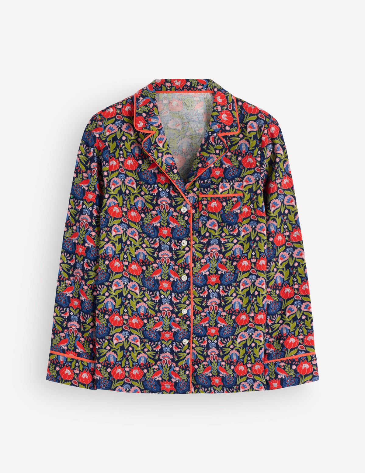 Brushed Cotton Pyjama Shirt-Orange Blossom - Image 6
