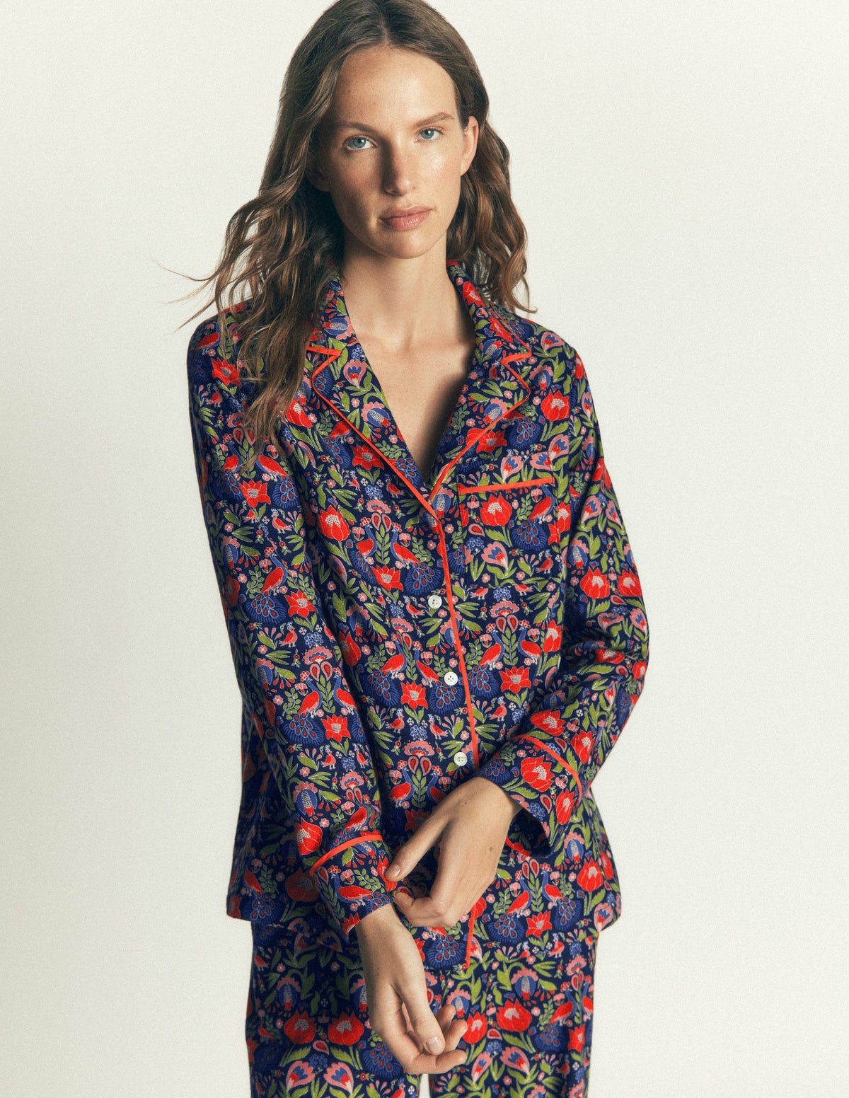 Brushed Cotton Pyjama Shirt-Orange Blossom - Image 4