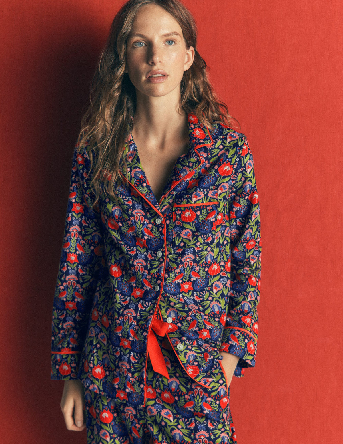 Brushed Cotton Pyjama Shirt-Orange Blossom - Image 5